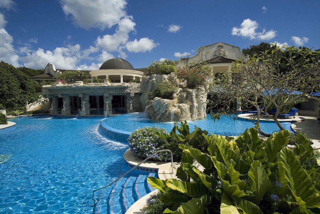 a magnificent pool at the Sandy Lane Hotel 