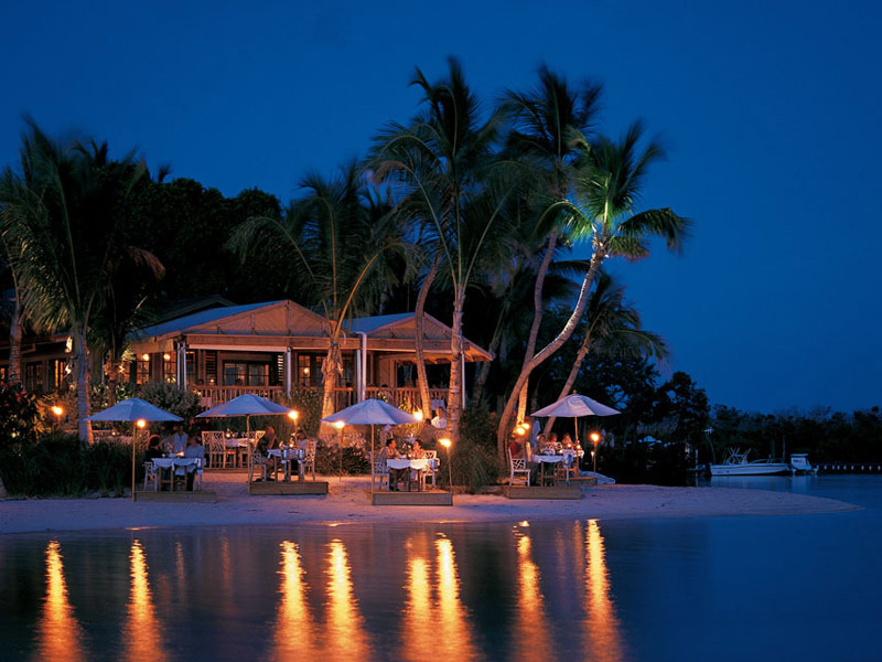 beach dining venue at Little Palm Island